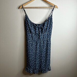Vintage Abercrombie & Fitch Mini Dress Sz M Blue Polka Dot‎ Y2K 90s Empire Waist